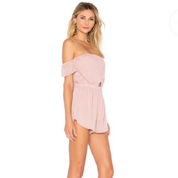By The Way Revolve Star Print Blush Sheer Romper - Picture 2 of 8